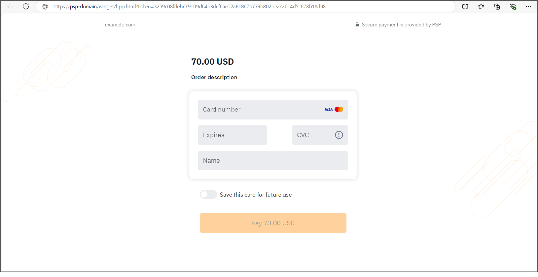Payment page on Riverbanq domain